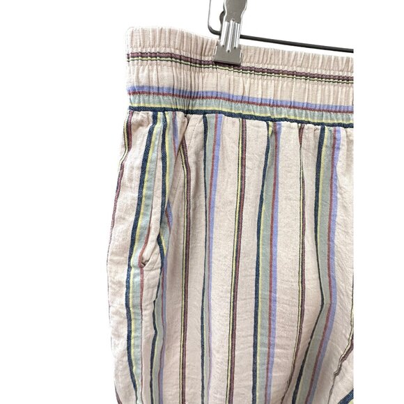 🌸3/$15🌸Cream Multi-Colored Striped Cotton Shorts sz Large - Picture 3 of 6